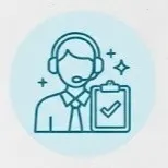 Limpieza comercial: Figura de una persona usando corbata y audífonos de diadema con micrófono y a lado una tabla.